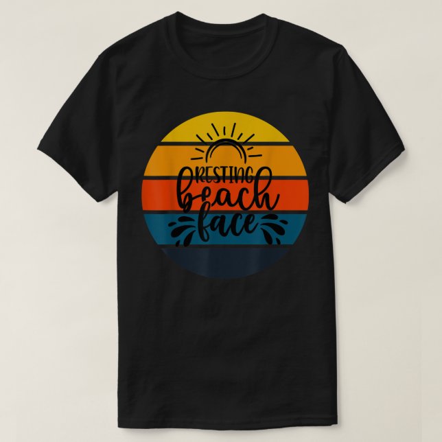 T-shirt Drôle Retro Sunset Repos Face Beach Croisière Summ (Design devant)