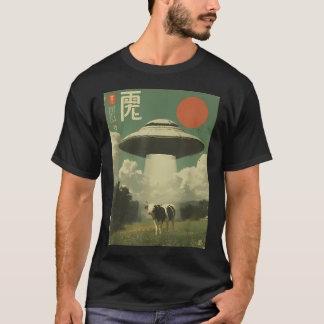 T-shirt Drôle Rétro Vintage Alien d'Enlèvement de Vache Ja
