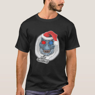 T-shirt Drôle Rex Santa Hat Lunettes de soleil Dinosaur No