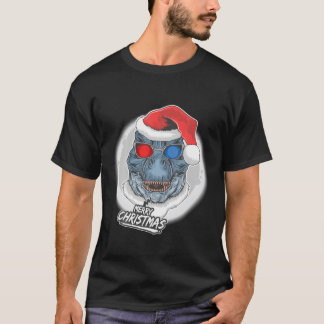 T-shirt Drôle Rex Santa Hat Lunettes de soleil Dinosaur No