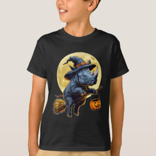 T-shirt Drôle Rhino Sorcière Casquette Citrouille Hallowee