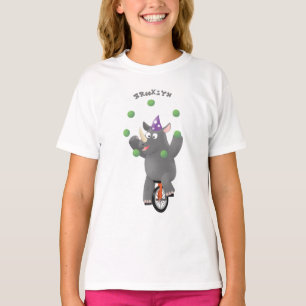 T-shirt Drôle rhinocéros mignon jonglant sur monocycle