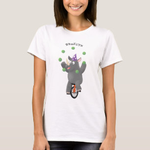 T-shirt Drôle rhinocéros mignon jonglant sur monocycle