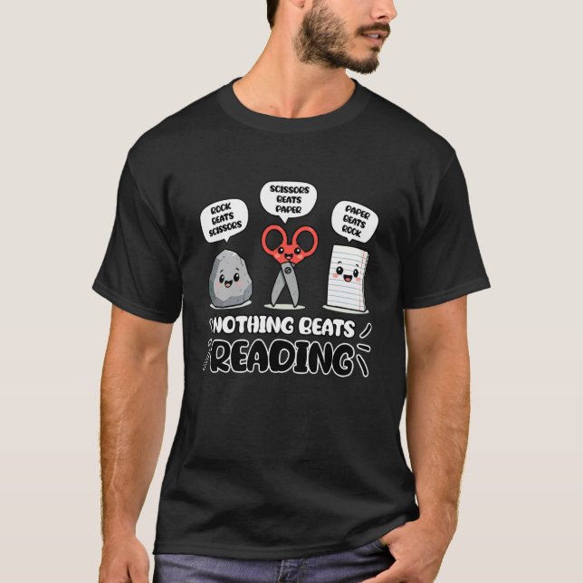 T-shirt Drôle Rien ne vaut la lecture Rock Paper Scissors  (Devant)