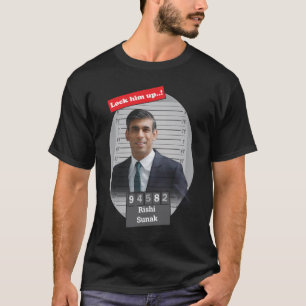 T-shirt Drôle Rishi Sunak Mugshot Le Verrouiller