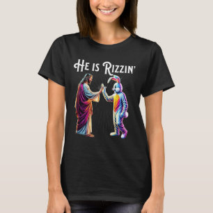 T-shirt Drôle Rizz Il Est Rizzin Jésus High Five Pâques La