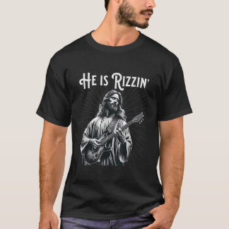 T-shirt Drôle Rizz Rif Il est Rizzin Jésus Jouer de la gui
