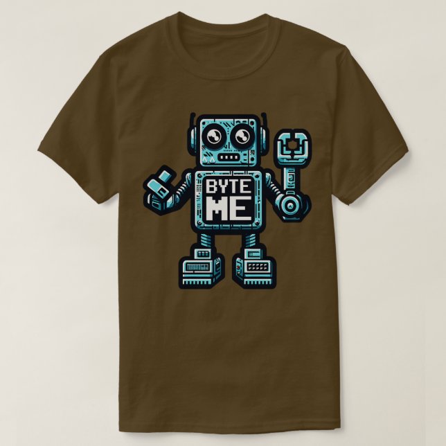 T-shirt Drôle Robot AI AGI Humour Byte Me (Design devant)
