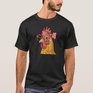T-shirt Drôle Rooster dame de poule en portant Bandana Wom