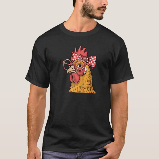 T-shirt Drôle Rooster dame de poule en portant Bandana Wom (Devant)