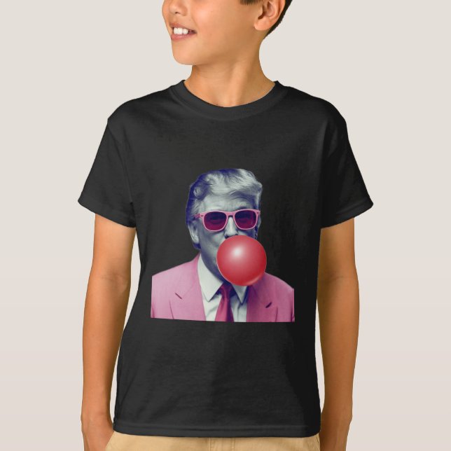 T-shirt Drôle rose Donald Trump Bubble Gum Yum Tee (Devant)