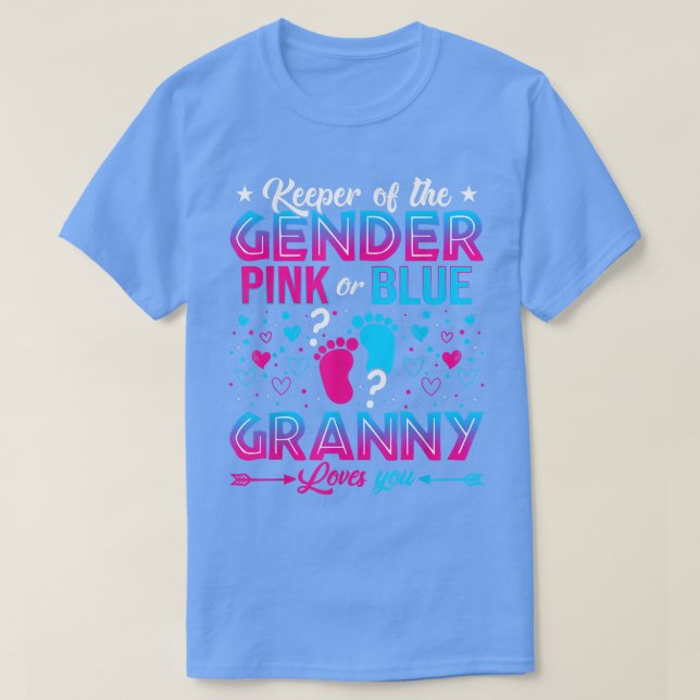 T-shirt Drôle rose Ou Bleu Granny Vous Aime Révéler Le Sex (Design devant)