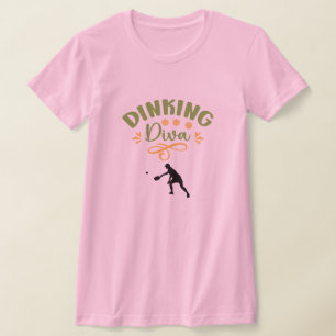 T-shirt Drôle Rose Vert Orange Dinking Diva Pickleball