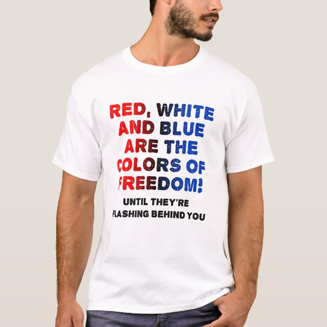 T-shirt drôle rouge blanc et bleu (Devant)