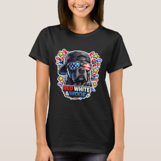 T-shirt Drôle rouge blanc et toutou cane corso chien patri