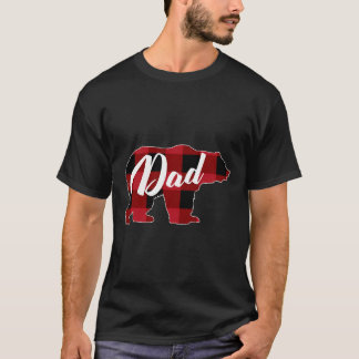 T-shirt Drôle Rouge Plaid Buffalo Ours Vêtements Papa Paja
