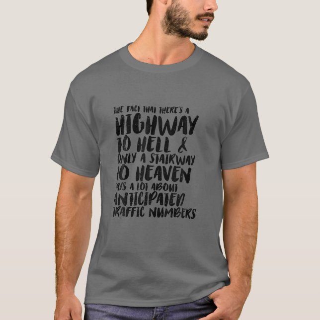 T-shirt Drôle Route Sarcastique Vers L'Enfer Et Escalier V (Devant)