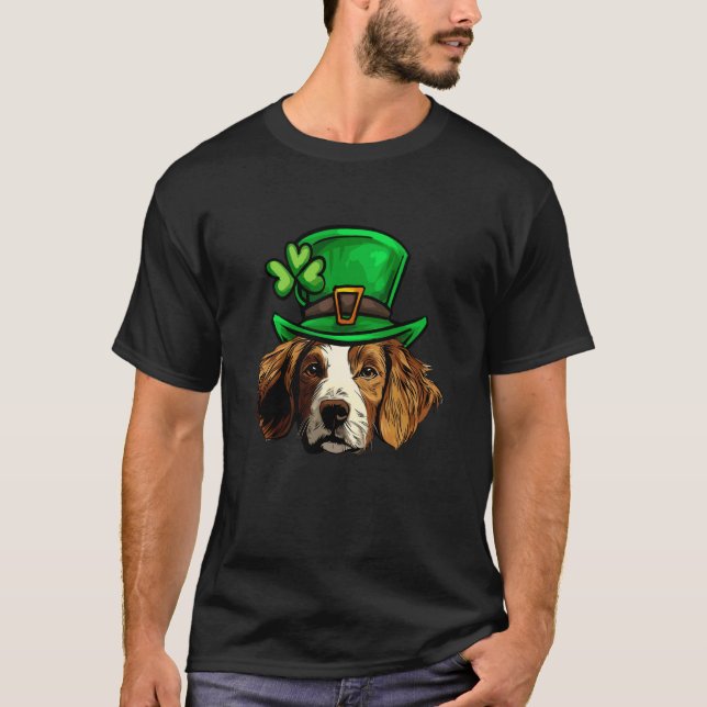 T-shirt Drôle Saint Patrick Brittany Spaniel Chien (Devant)