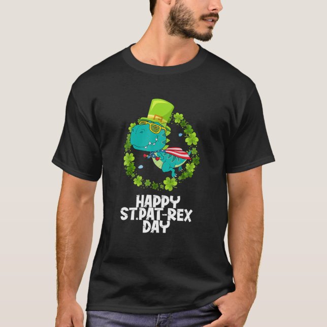 T-shirt Drôle Saint Patrick Day Vol T Rex Dinosaur Sung (Devant)