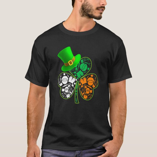 T-shirt Drôle Saint Patrick S Day Welder Shamrock Casquett (Devant)