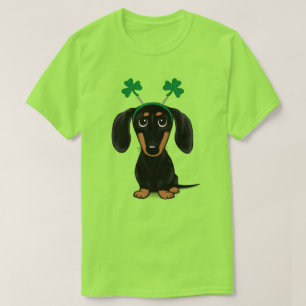 T-shirt Drôle Saint Patrick's Day Chien Dachshund Shamrock