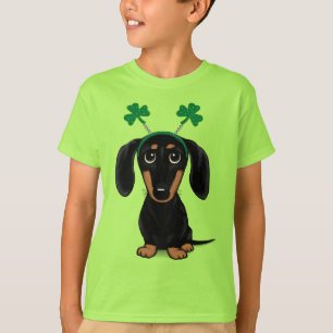 T-shirt Drôle Saint Patrick's Day Chien Dachshund Shamrock