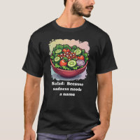 Drôle Salade tristesse dans un bol manger un thé s