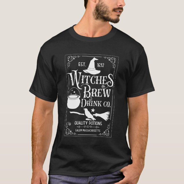 T-shirt Drôle Salem Witch Boire Costume Halloween (Devant)