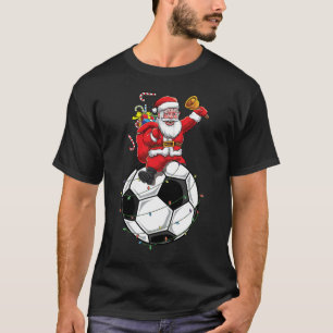 T-shirt Drôle Santa Claus joueur de football Ball Christma