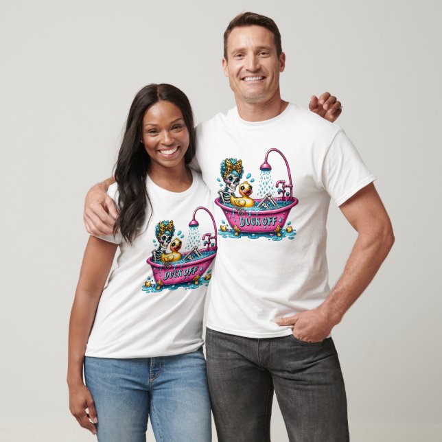 T-shirt Drôle Sarcastique bain Skeleton Duck Off (Unisexe)