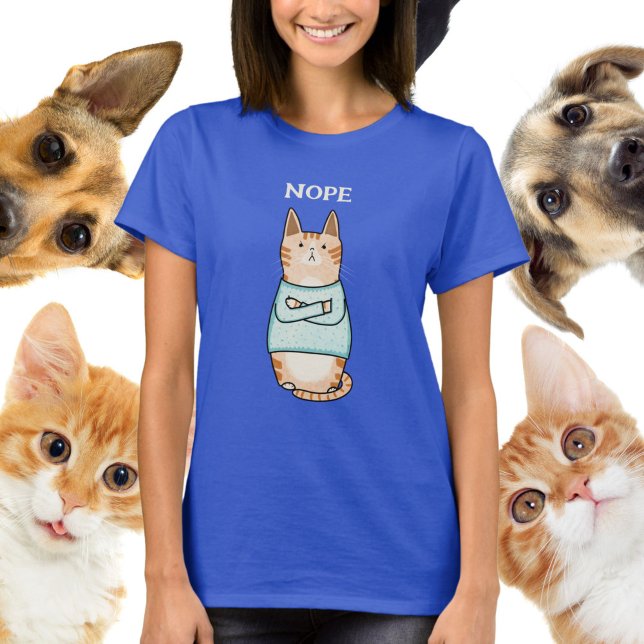 T-shirt Drôle Sarcastique Orange Chat Nope (Créateur téléchargé)