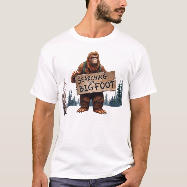 T-shirt Drôle Sasquatch Bigfoot Dans Les Bois (Devant)