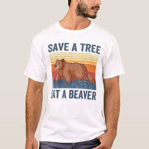 T-shirt Drôle Sauvez L'Arbre Mangez Le Castor Pour L'Avio