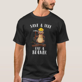 T-shirt Drôle Sauvez L'Arbre Mangez Le Castor Pour L'Avion