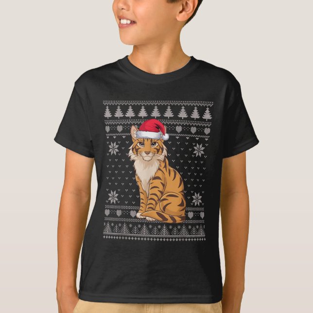 T-shirt Drôle Savh Chat laide Chandail de Noël Père Noël X (Devant)