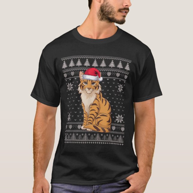 T-shirt Drôle Savh Chat laide Chandail de Noël Père Noël X (Devant)