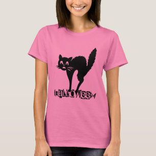 T-shirt Drôle Scary Chat Noir Halloween Typographie