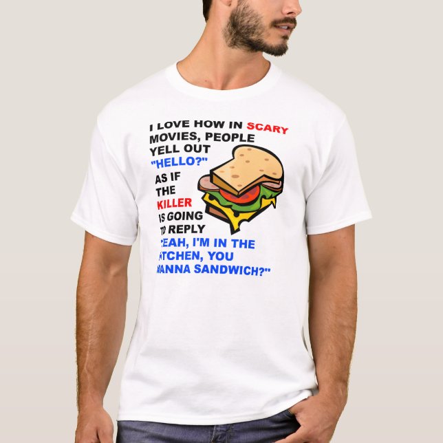 T-shirt drôle "Scary Movie Hello" (Devant)
