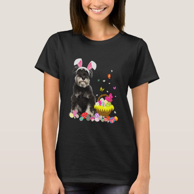 T-shirt Drôle Schnauzer Bunny Jour de Pâques Chien (Devant)