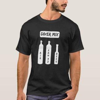 T-shirt Drôle Scuba Diver Mix Bouteille Oxygène Scuba Bièr