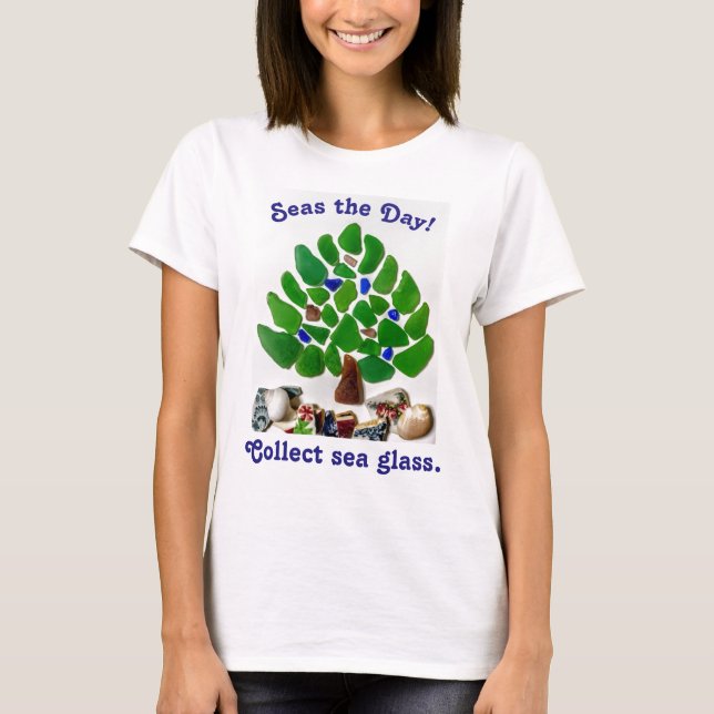 T-shirt Drôle "Seas the Day ! Collecter le verre de mer" A (Devant)