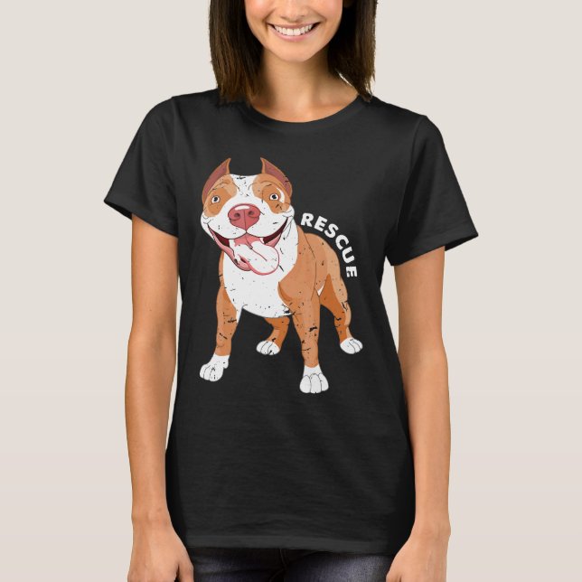 T-shirt Drôle Secourt Chien Pitbull Maman Costume Adopter  (Devant)