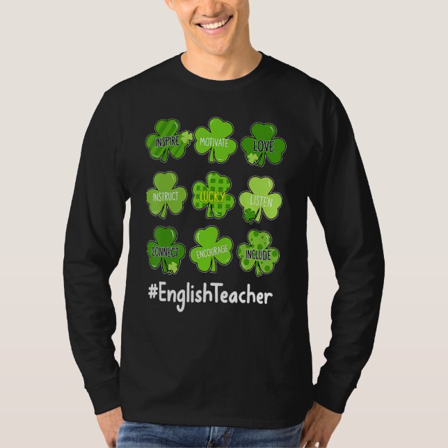 T-shirt Drôle Shamrock Enseigner Amour Anglais Enseignant  (Devant)