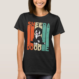 T-shirt Drôle Sheepadoodle Black Poodle Retro Doodle
