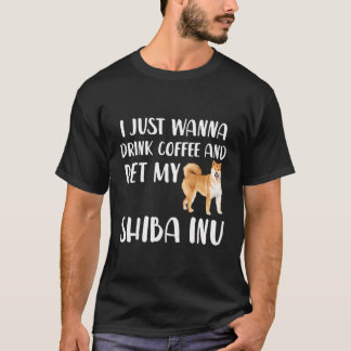T-shirt Drôle Shiba Inu Et Café Lover Idée Cadeau Chien Ma