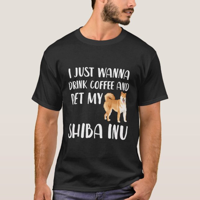 T-shirt Drôle Shiba Inu Et Café Lover Idée Cadeau Chien Ma (Devant)