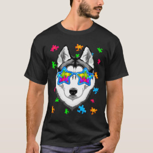 T-shirt Drôle Sibérie Husky Puzzle Sensibilisation sur l'a