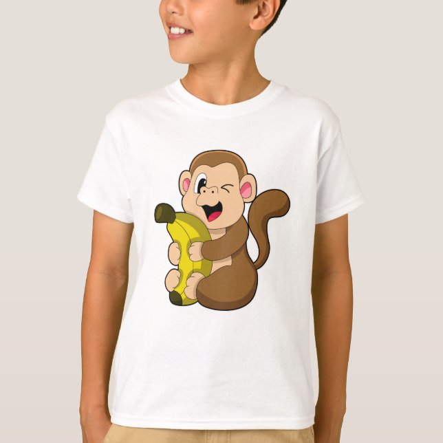 T-shirt Drôle singe avec banane (Devant)