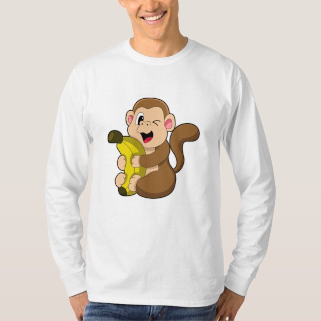 T-shirt Drôle singe avec banane (Devant)