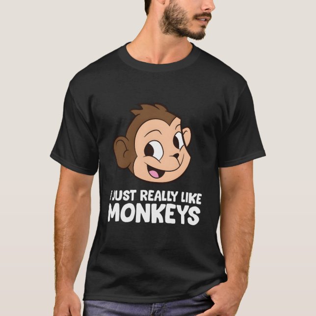 T-shirt Drôle Singe J'Aime Vraiment Les Singes (Devant)